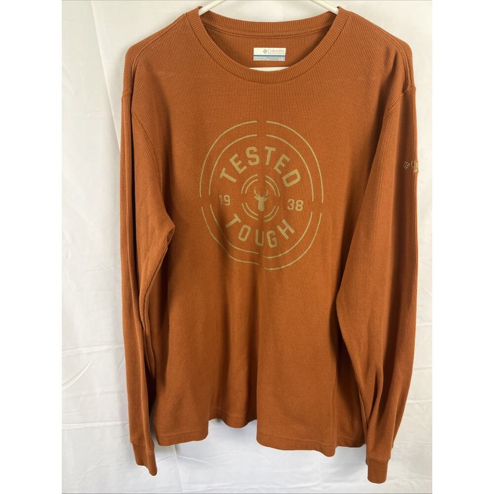 COLUMBIA PHG Mens Large Long Sleeve Orange Tested Tough Winter Shirt